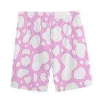 White And Pink Cow Print Men's Sports Shorts
