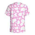 White And Pink Cow Print Men's Sports T-Shirt