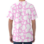 White And Pink Cow Print Men's Velvet T-Shirt
