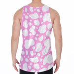 White And Pink Cow Print Men's Velvet Tank Top
