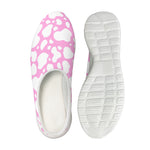 White And Pink Cow Print Mesh Casual Shoes