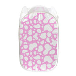 White And Pink Cow Print Mesh Laundry Hamper