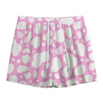 White And Pink Cow Print Mesh Shorts