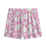 White And Pink Cow Print Mesh Shorts