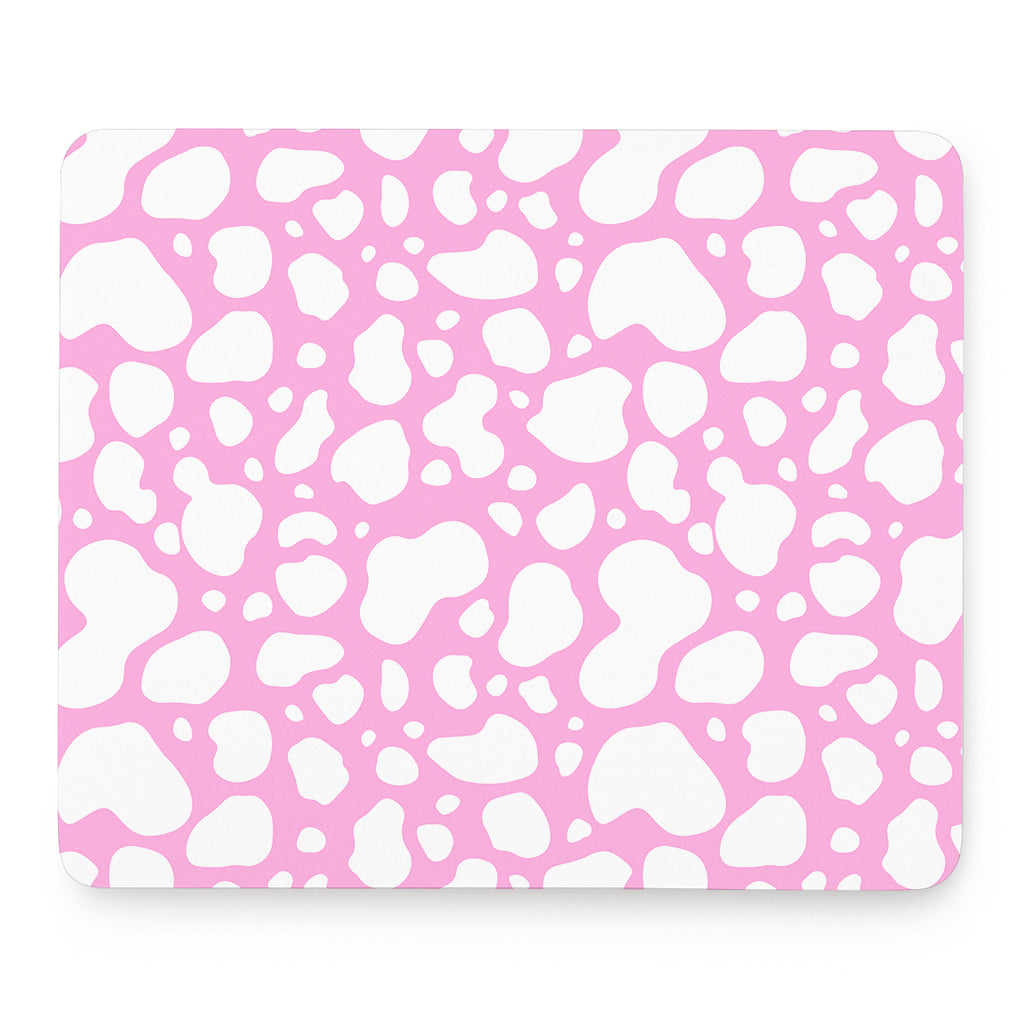 White And Pink Cow Print Mouse Pad