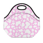 White And Pink Cow Print Neoprene Lunch Bag