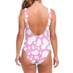 White And Pink Cow Print One Piece Swimsuit