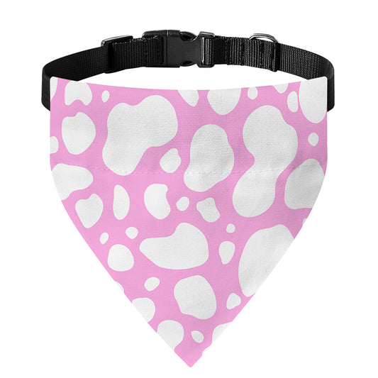 White And Pink Cow Print Over The Collar Dog Bandana