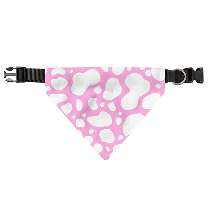 White And Pink Cow Print Over The Collar Dog Bandana
