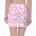 White And Pink Cow Print Pencil Mini Skirt