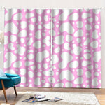 White And Pink Cow Print Pencil Pleat Curtains