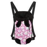 White And Pink Cow Print Pet Carrier Backpack