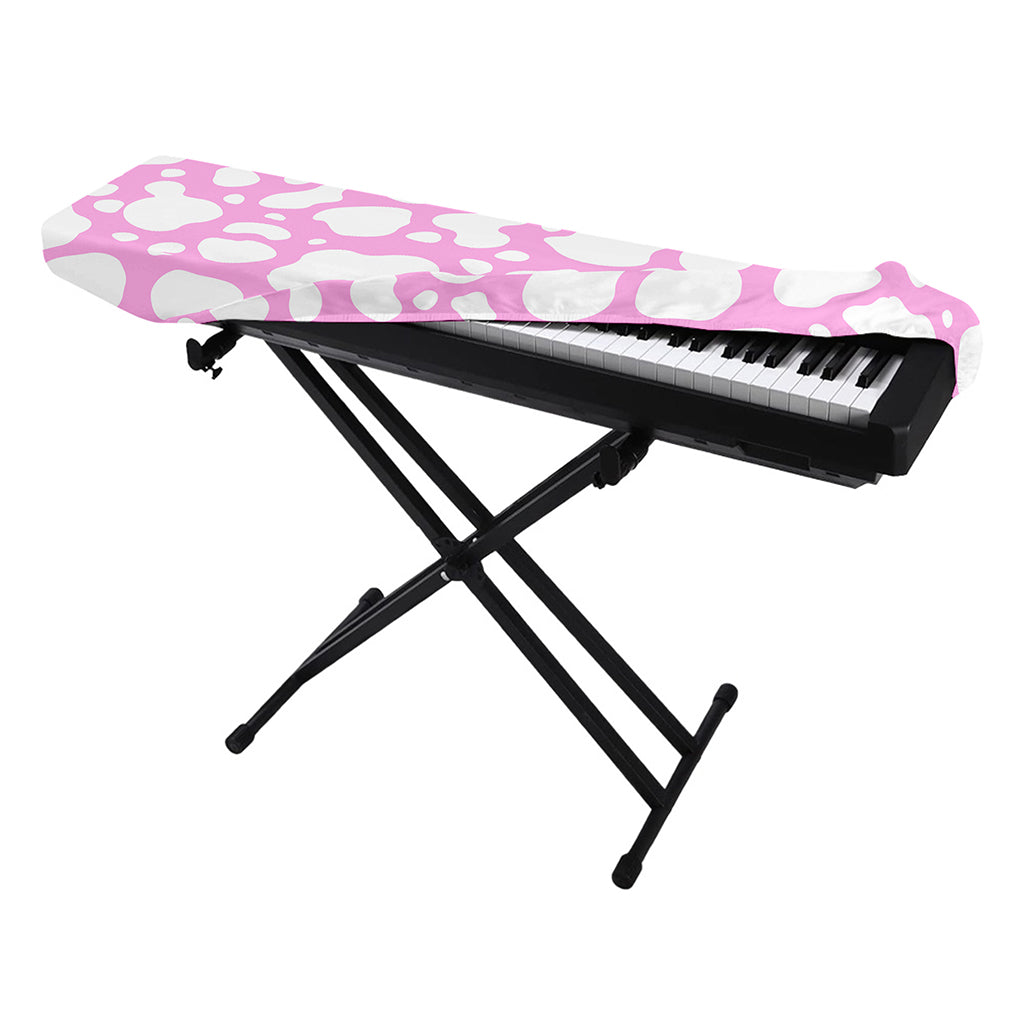 White And Pink Cow Print Piano Keyboard Cover
