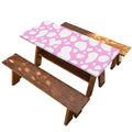 White And Pink Cow Print Picnic Table Cover