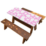 White And Pink Cow Print Picnic Table Cover