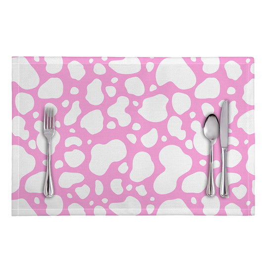 White And Pink Cow Print Placemat