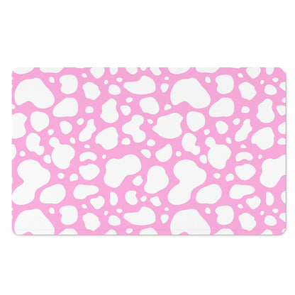 White And Pink Cow Print Polyester Doormat