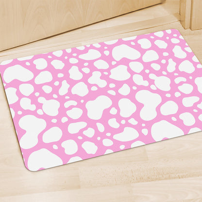 White And Pink Cow Print Polyester Doormat
