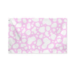 White And Pink Cow Print Polyester Flag