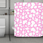 White And Pink Cow Print Polyester Shower Curtain