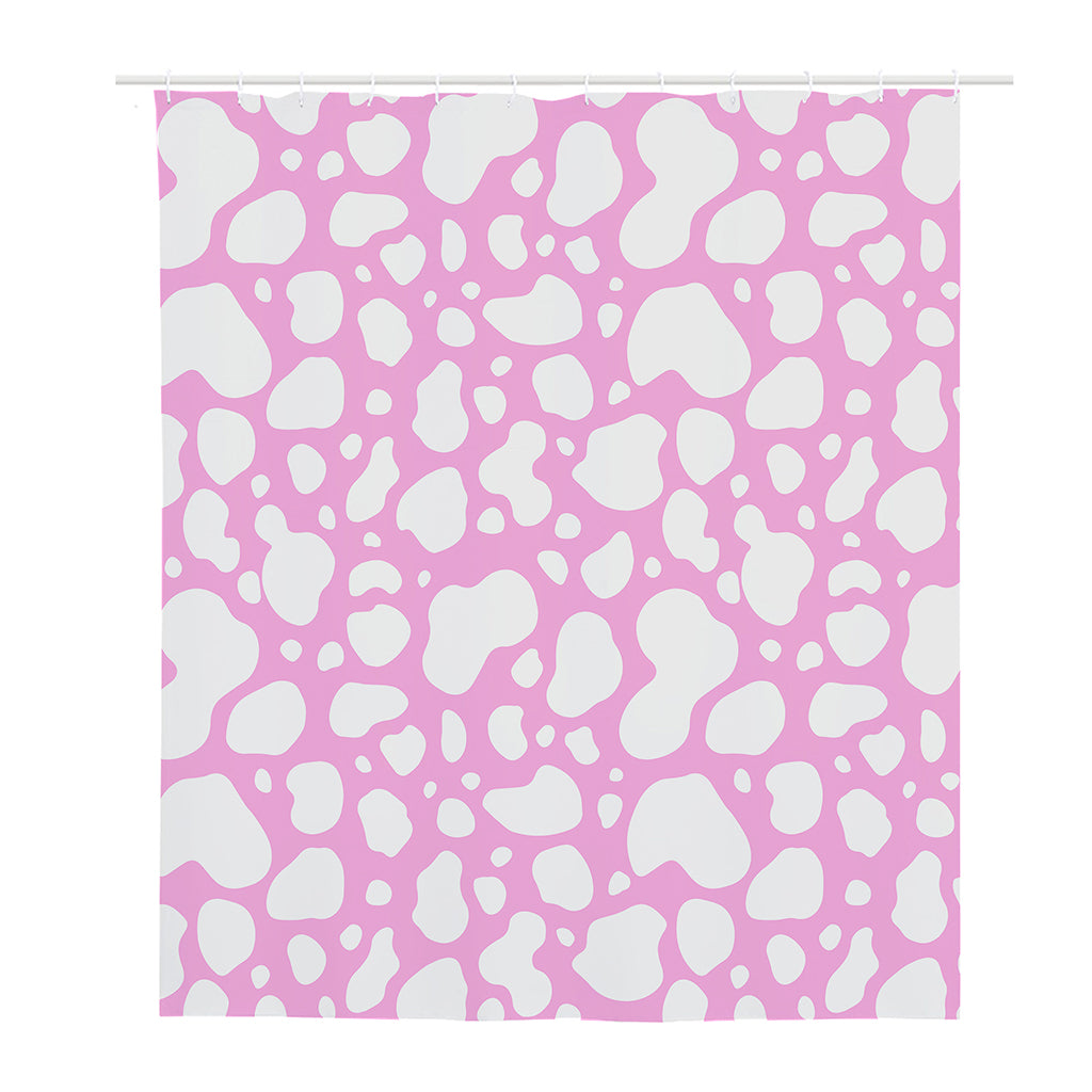 White And Pink Cow Print Polyester Shower Curtain