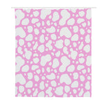 White And Pink Cow Print Polyester Shower Curtain