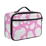 White And Pink Cow Print Portable Lunch Bag