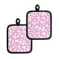 White And Pink Cow Print Pot Holders