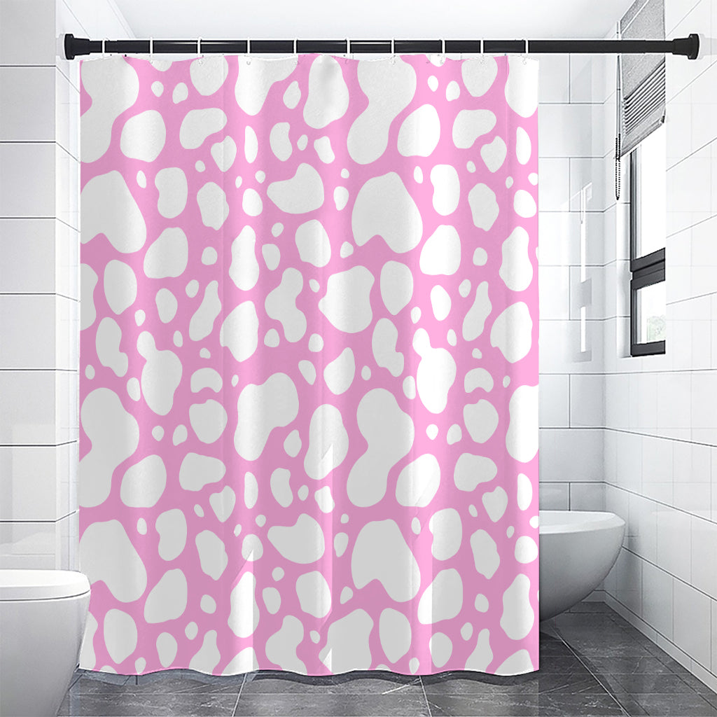 White And Pink Cow Print Premium Shower Curtain