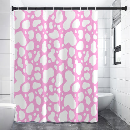 White And Pink Cow Print Premium Shower Curtain