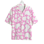 White And Pink Cow Print Rayon Hawaiian Shirt
