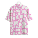 White And Pink Cow Print Rayon Hawaiian Shirt