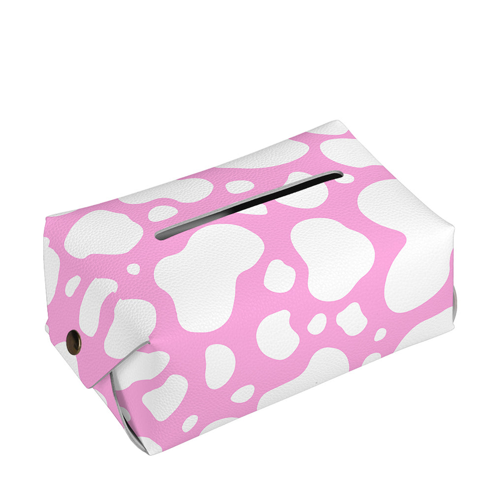 White And Pink Cow Print Rectangle Tissue Box Cover