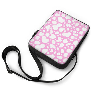 White And Pink Cow Print Rectangular Crossbody Bag