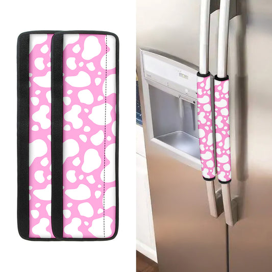 White And Pink Cow Print Refrigerator Handle Covers