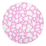 White And Pink Cow Print Round Blanket