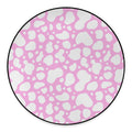 White And Pink Cow Print Round Floor Mat