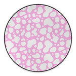 White And Pink Cow Print Round Floor Mat