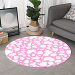 White And Pink Cow Print Round Rug