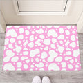 White And Pink Cow Print Rubber Doormat