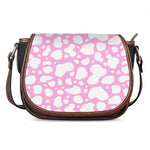 White And Pink Cow Print Saddle Bag