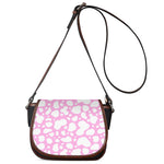 White And Pink Cow Print Saddle Bag