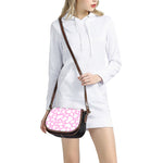 White And Pink Cow Print Saddle Bag
