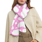 White And Pink Cow Print Scarf