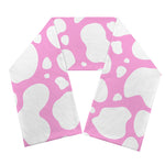 White And Pink Cow Print Scarf