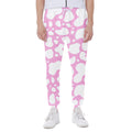 White And Pink Cow Print Joggers
