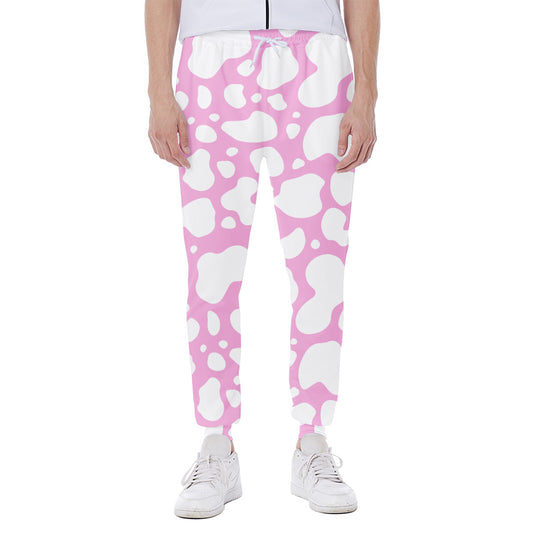 White And Pink Cow Print Scuba Joggers