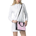 White And Pink Cow Print Shoulder Handbag
