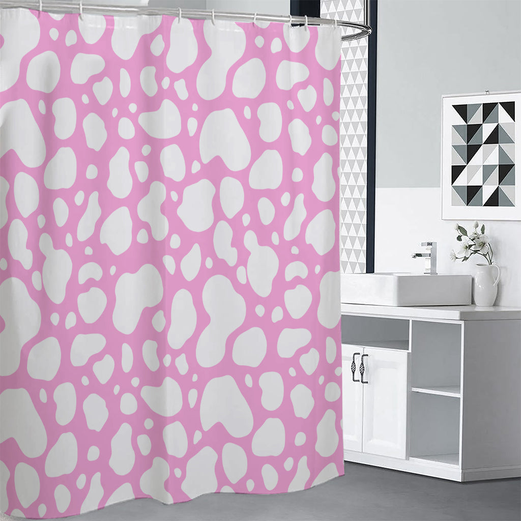 White And Pink Cow Print Shower Curtain