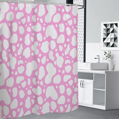 White And Pink Cow Print Shower Curtain